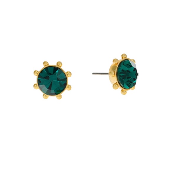 NKate spade emerald green flying colors bezel stud earrings - Picture 2 of 2